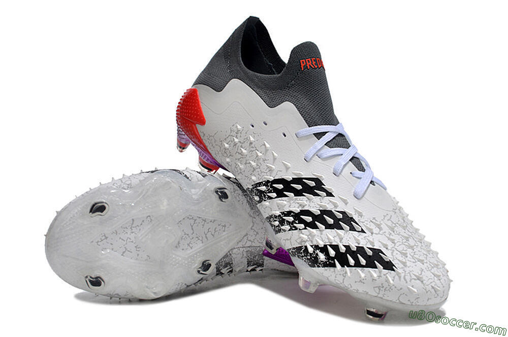 Adidas Predator Freak.1 FG Firm Ground Soccer Cleats - White/Black/Grey/Red 3