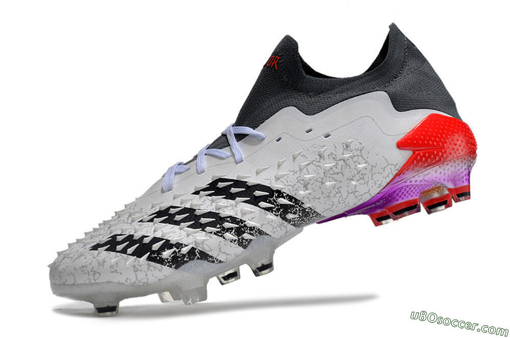 Adidas Predator Freak.1 FG Firm Ground Soccer Cleats - White/Black/Grey/Red 5