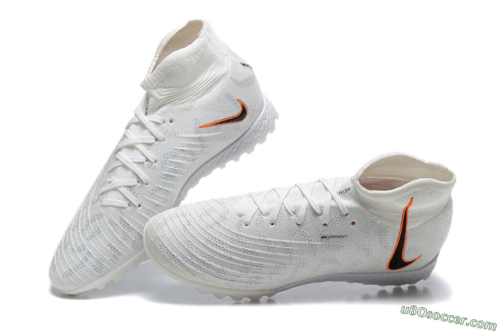 Nike Phantom GX DF Elite TF Artificial Turf Soccer Shoes - White/Black/Orange 5