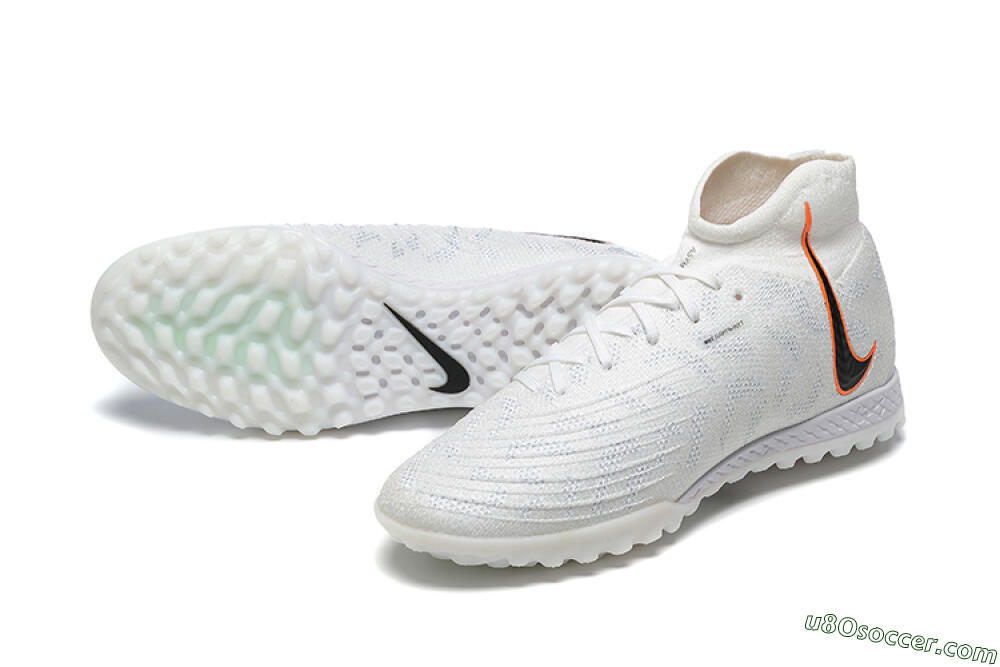 Nike Phantom GX DF Elite TF Artificial Turf Soccer Shoes - White/Black/Orange 3