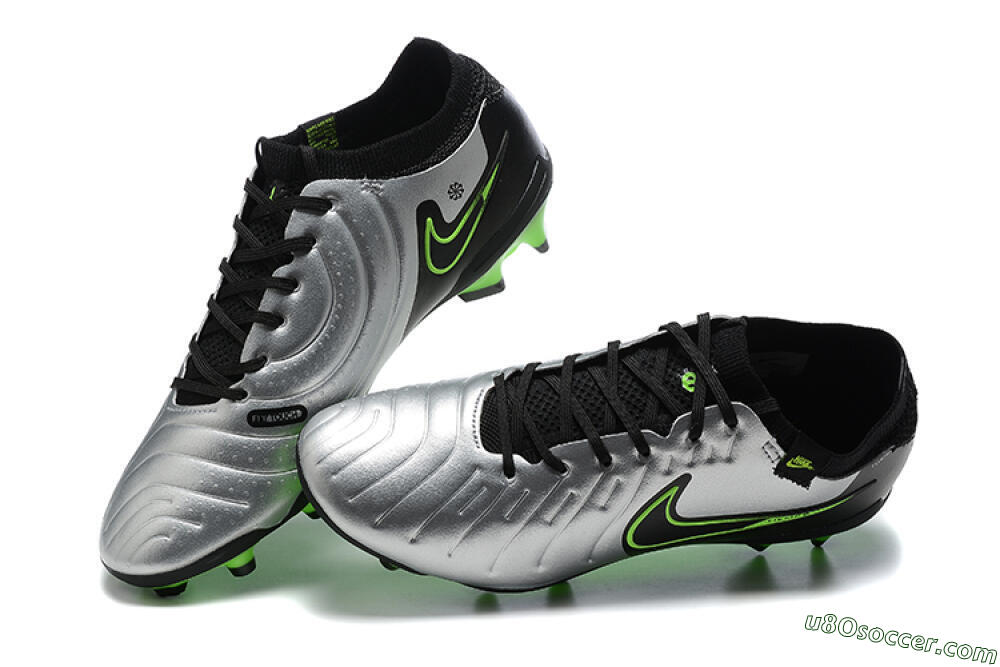 NikeTiempo Legend 10 Elite FG Firm Ground Soccer Cleats - Silver/Black/Blue 5