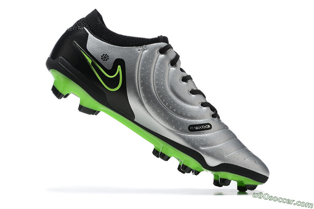 NikeTiempo Legend 10 Elite FG Firm Ground Soccer Cleats - Silver/Black/Blue 6