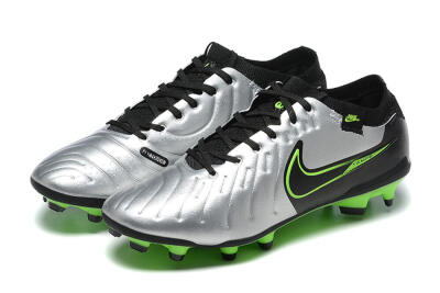 NikeTiempo Legend 10 Elite FG Firm Ground Soccer Cleats - Silver/Black/Blue