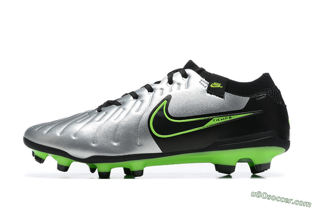 NikeTiempo Legend 10 Elite FG Firm Ground Soccer Cleats - Silver/Black/Blue 2
