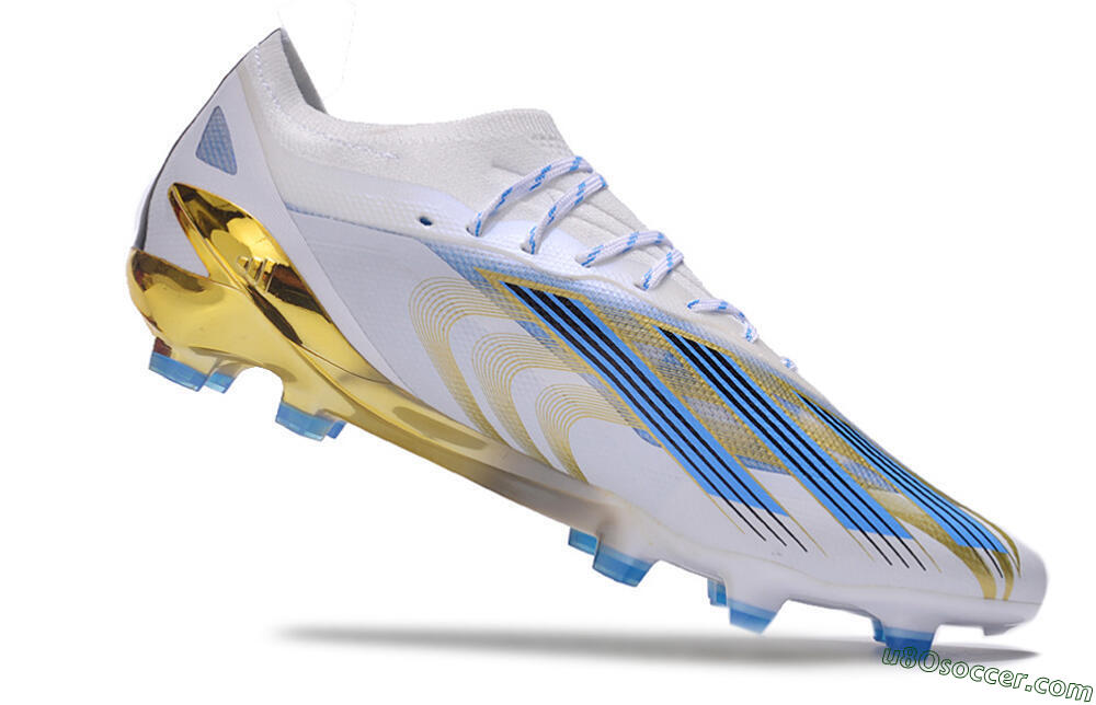 Adidas X Crazyfast.1 FG Firm Ground Soccer Cleats - White/Blue/Gold 4