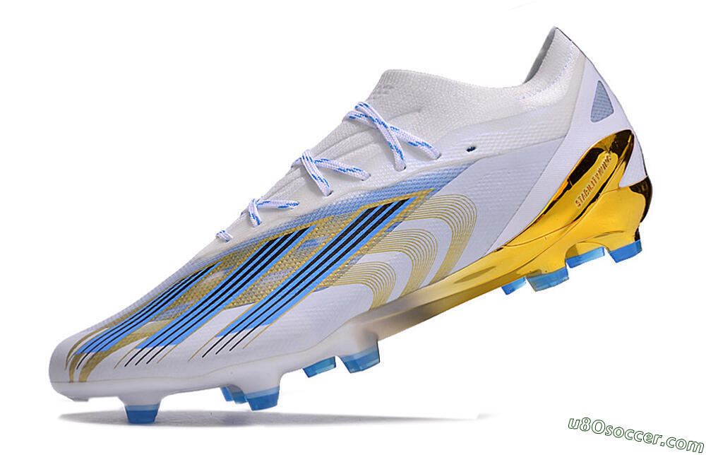 Adidas X Crazyfast.1 FG Firm Ground Soccer Cleats - White/Blue/Gold 5