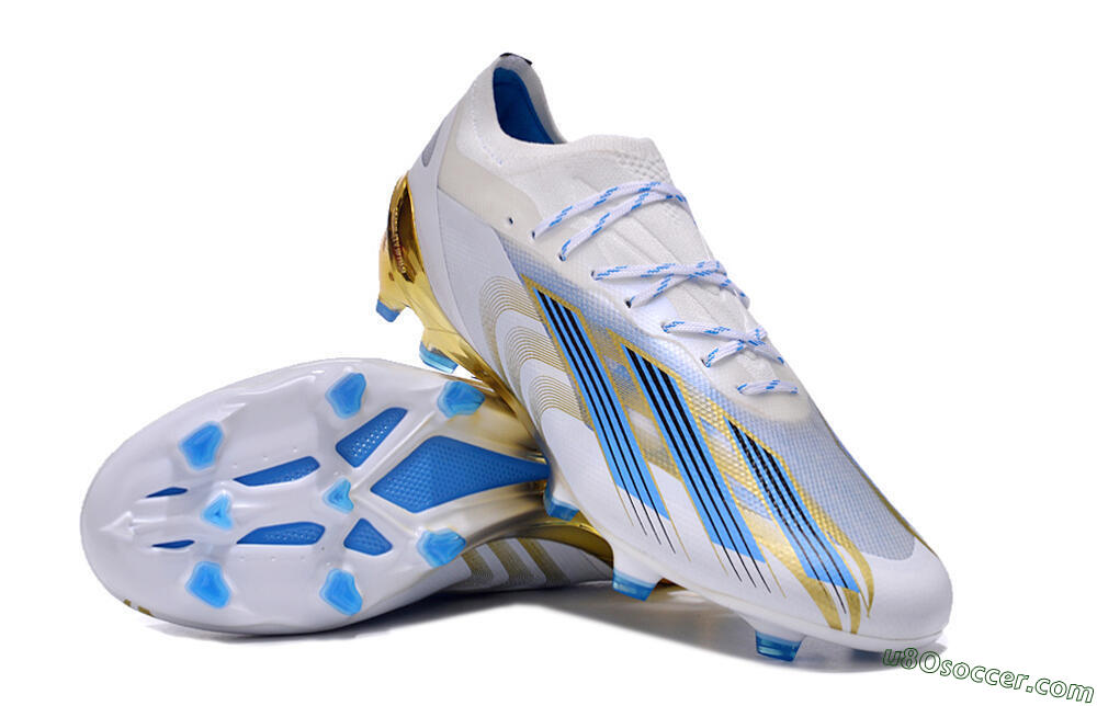 Adidas X Crazyfast.1 FG Firm Ground Soccer Cleats - White/Blue/Gold 3