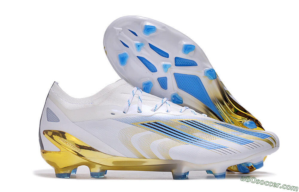 Adidas X Crazyfast.1 FG Firm Ground Soccer Cleats - White/Blue/Gold 1