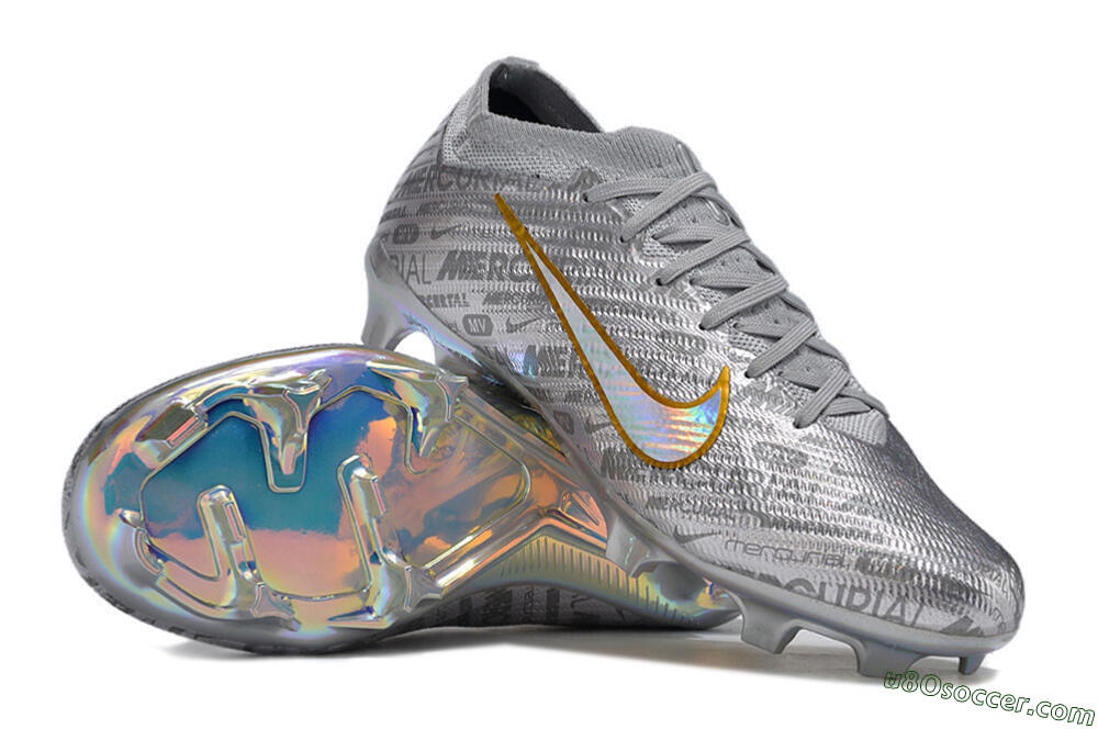 Nike Air Zoom Mercurial Vapor 15 Elite FG Firm Ground Soccer Cleats - Silver/Gold 4