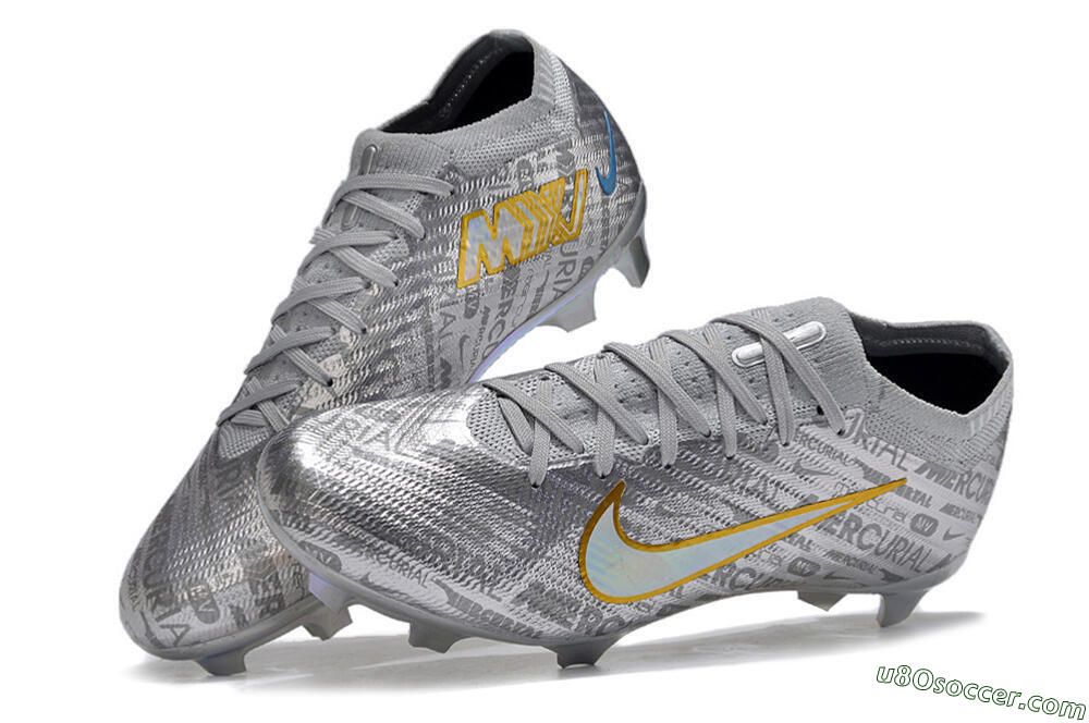 Nike Air Zoom Mercurial Vapor 15 Elite FG Firm Ground Soccer Cleats - Silver/Gold 6