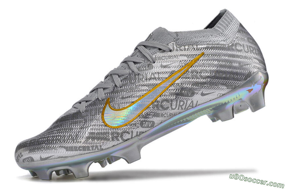 Nike Air Zoom Mercurial Vapor 15 Elite FG Firm Ground Soccer Cleats - Silver/Gold 8