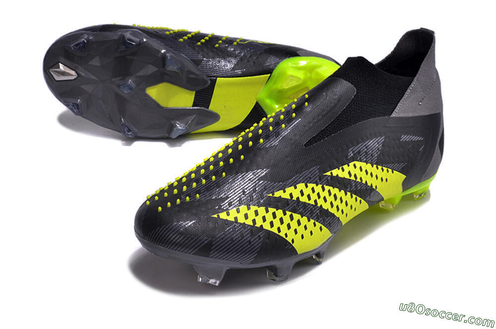 Adidas Predator Accuracy+ FG Firm Ground Soccer Cleats - Black/Grey/Yellow 3