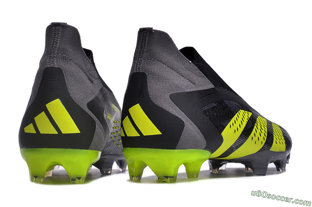 Adidas Predator Accuracy+ FG Firm Ground Soccer Cleats - Black/Grey/Yellow 6