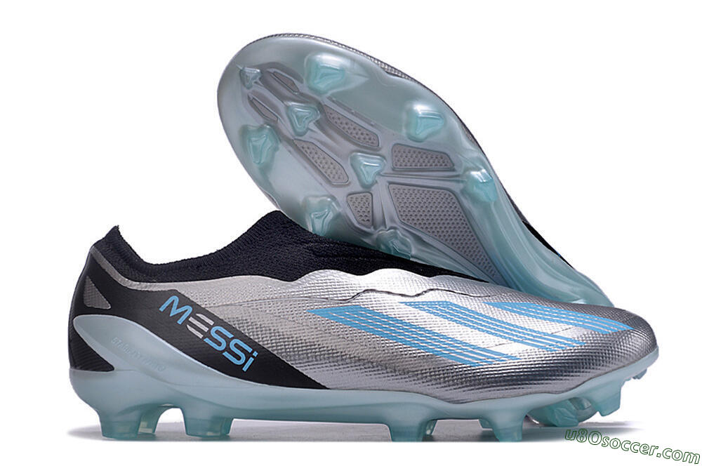 Adidas X Crazyfast+ FG Firm Ground Soccer Cleats - Silver/Blue/Black 1