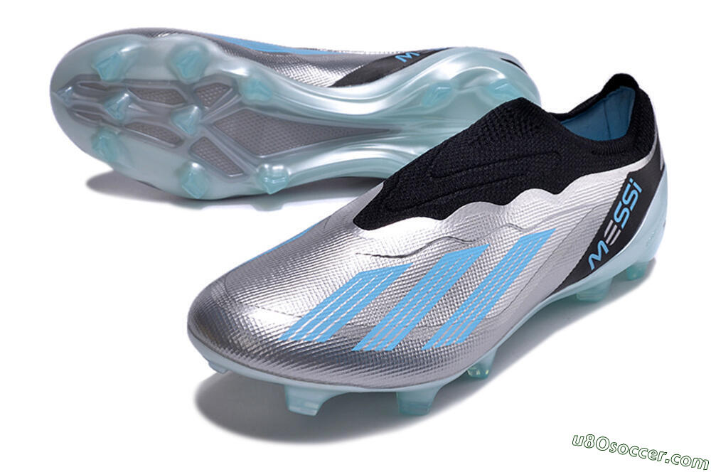 Adidas X Crazyfast+ FG Firm Ground Soccer Cleats - Silver/Blue/Black 3