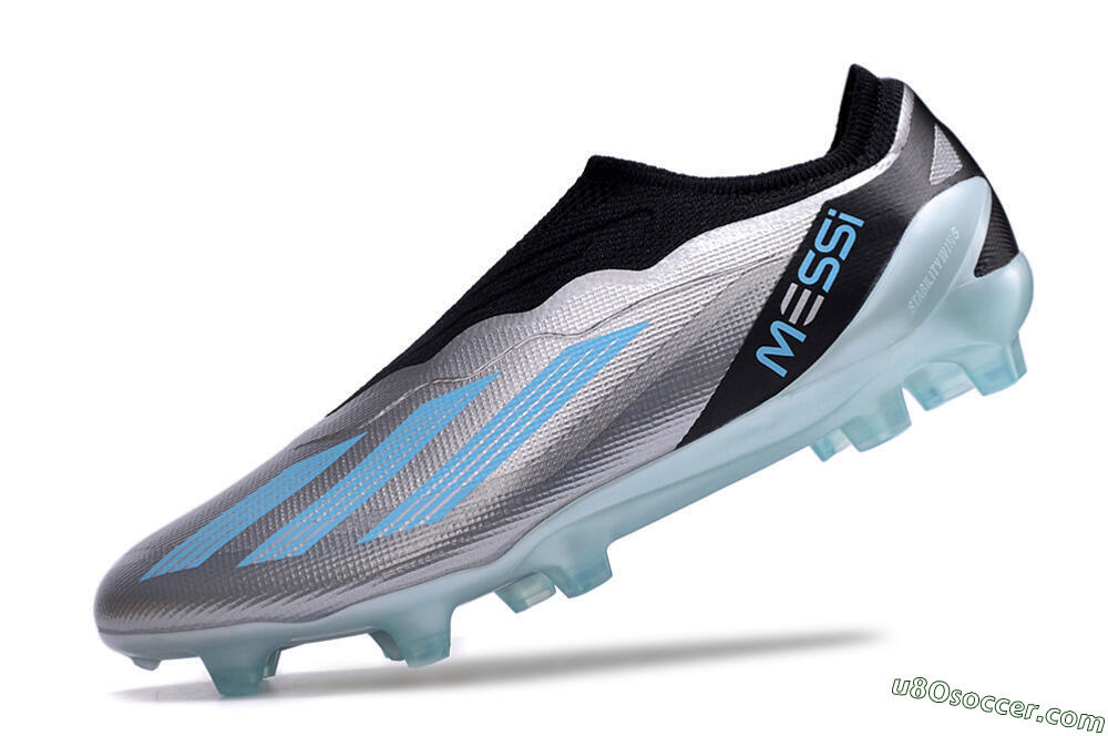 Adidas X Crazyfast+ FG Firm Ground Soccer Cleats - Silver/Blue/Black 5