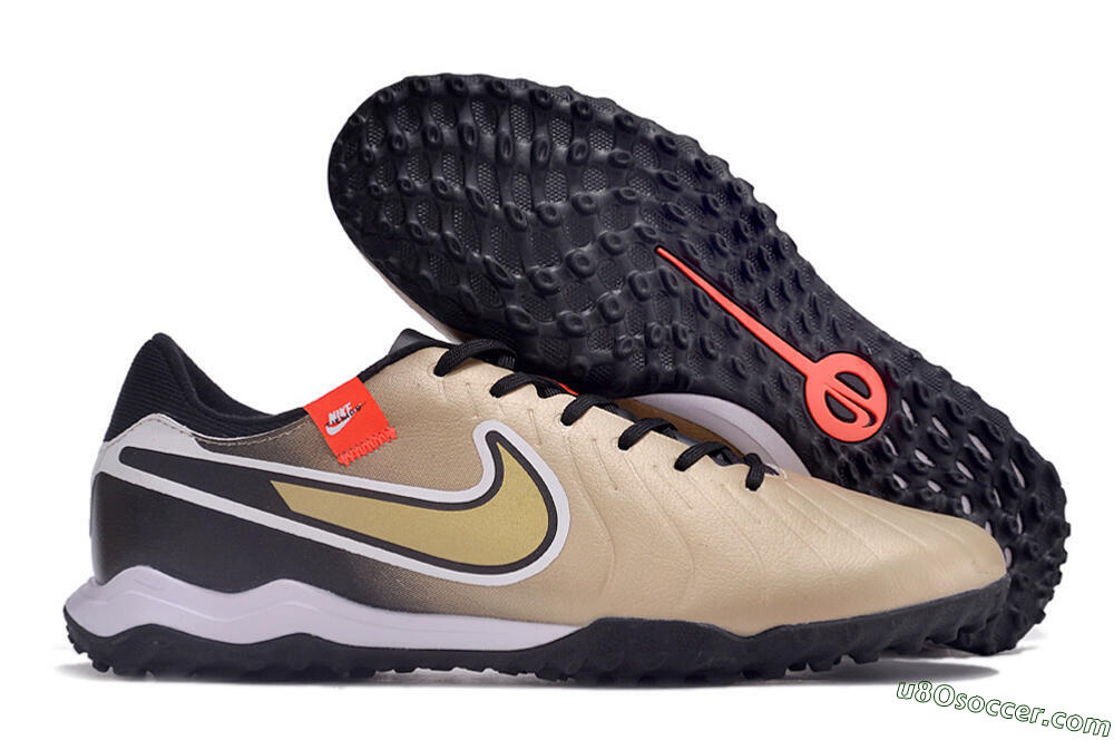 Nike Tiempo Legend 10 Academy TF Artificial Turf Soccer Shoes - Brown/Gold/White 1