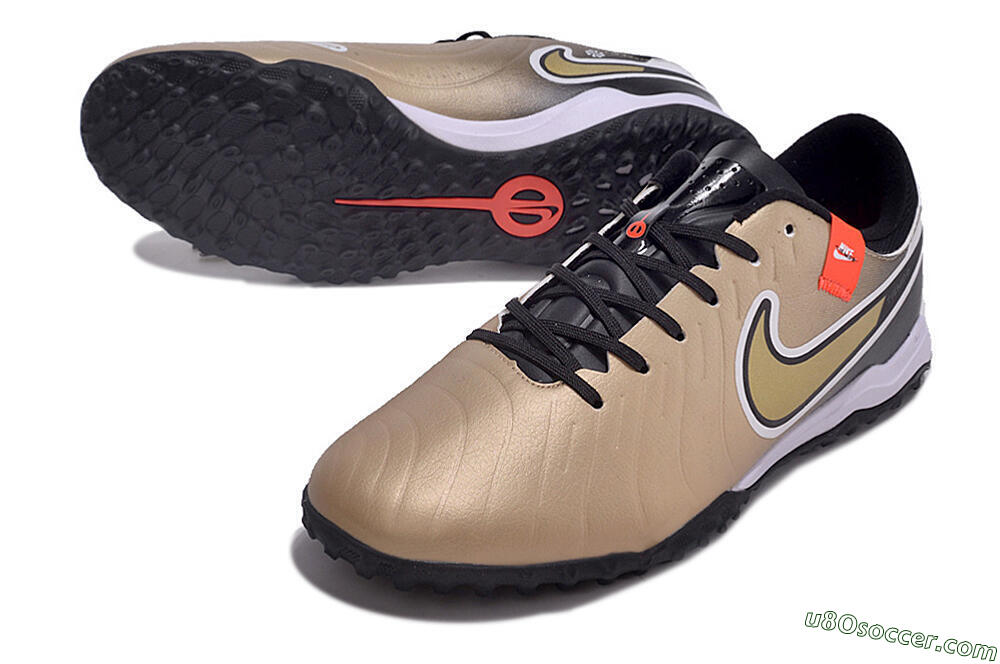 Nike Tiempo Legend 10 Academy TF Artificial Turf Soccer Shoes - Brown/Gold/White 3