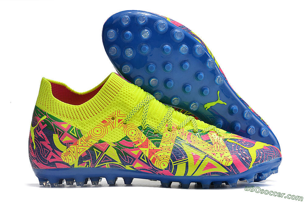 Puma Future Ultimate MG Multi Ground Soccer Cleats - Yellow/Pink/Blue 1