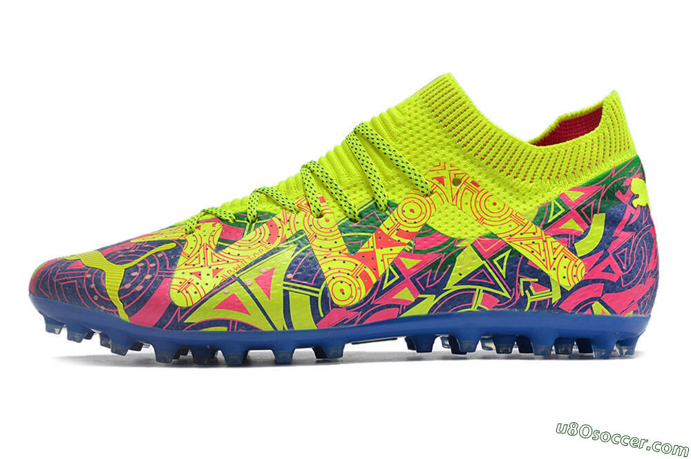 Puma Future Ultimate MG Multi Ground Soccer Cleats - Yellow/Pink/Blue 2