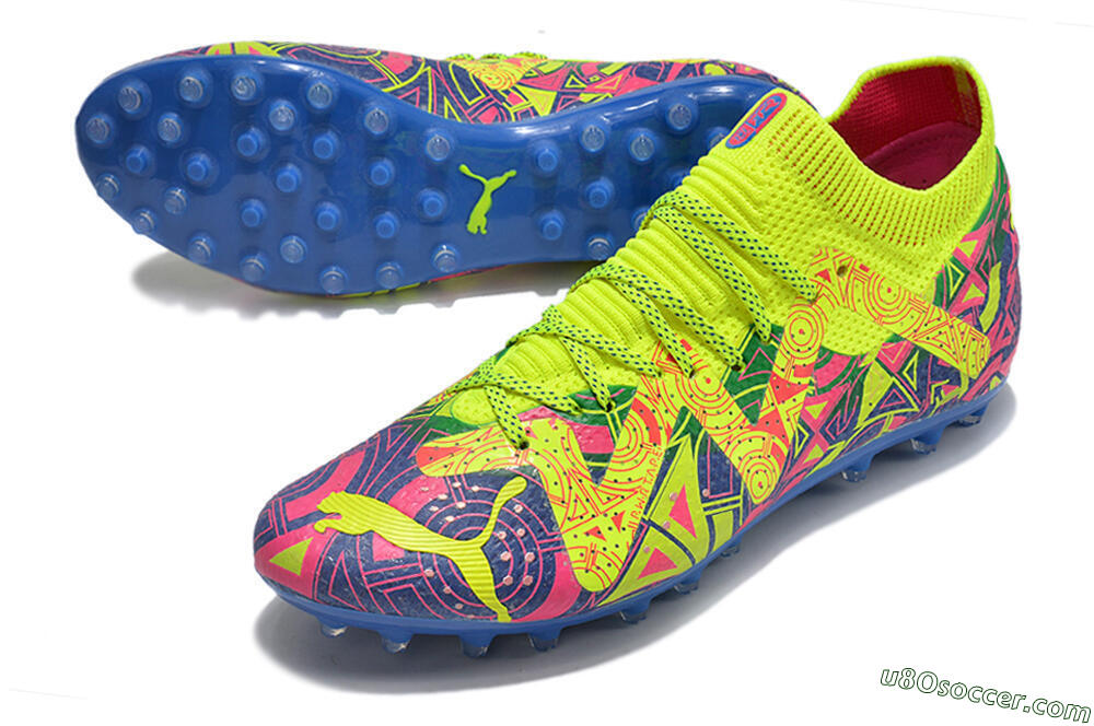 Puma Future Ultimate MG Multi Ground Soccer Cleats - Yellow/Pink/Blue 3