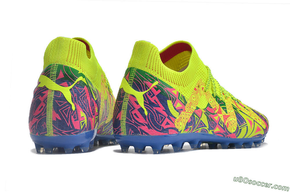 Puma Future Ultimate MG Multi Ground Soccer Cleats - Yellow/Pink/Blue 6