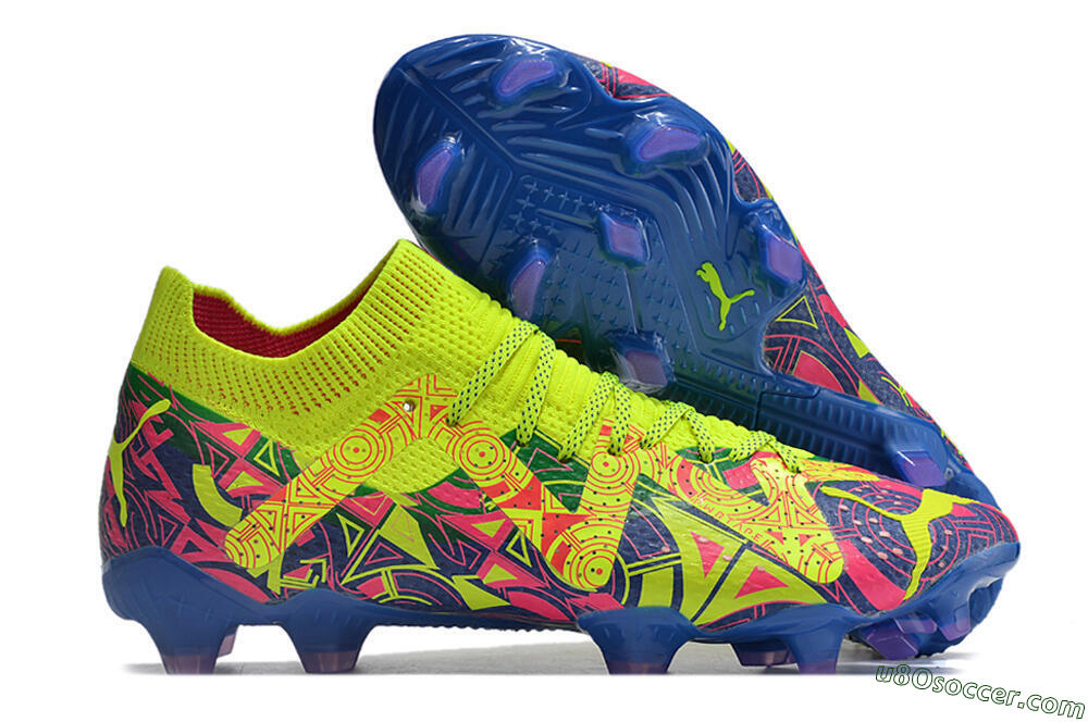 Puma Future Ultimate FG Firm Ground Soccer Cleats - Green/Blue/Pink 1