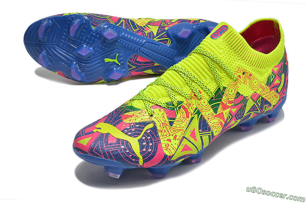 Puma Future Ultimate FG Firm Ground Soccer Cleats - Green/Blue/Pink 3