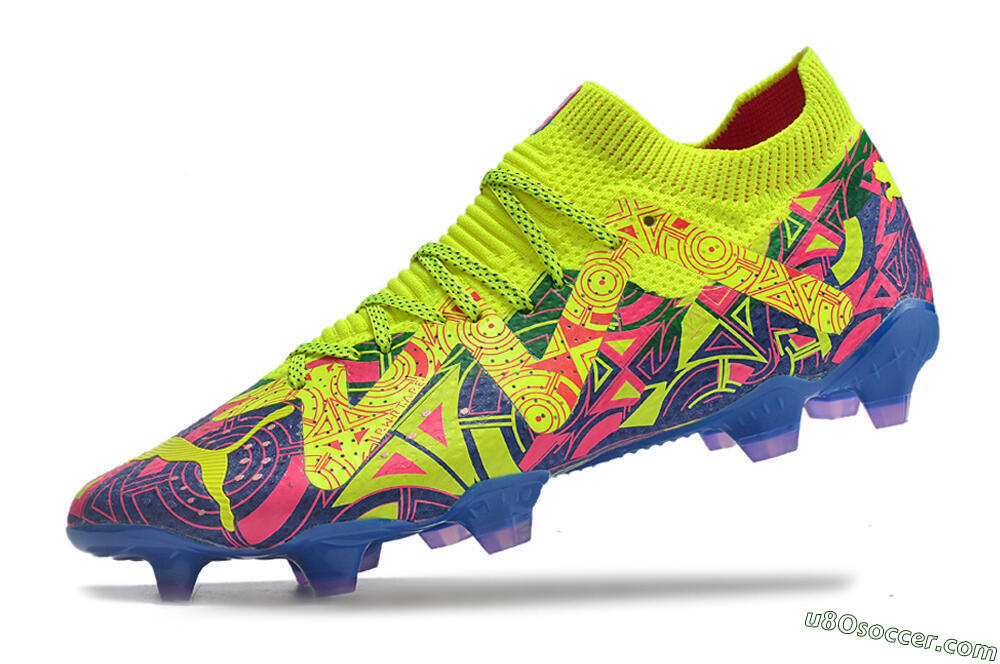 Puma Future Ultimate FG Firm Ground Soccer Cleats - Green/Blue/Pink 5