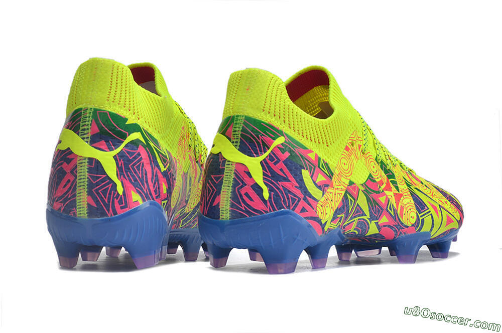 Puma Future Ultimate FG Firm Ground Soccer Cleats - Green/Blue/Pink 6