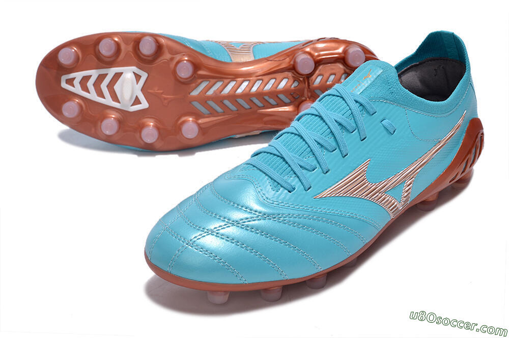Mizuno Morelia Neo 3 Made in Japan FG Firm Ground Soccer Cleats - Blue/Brown 3