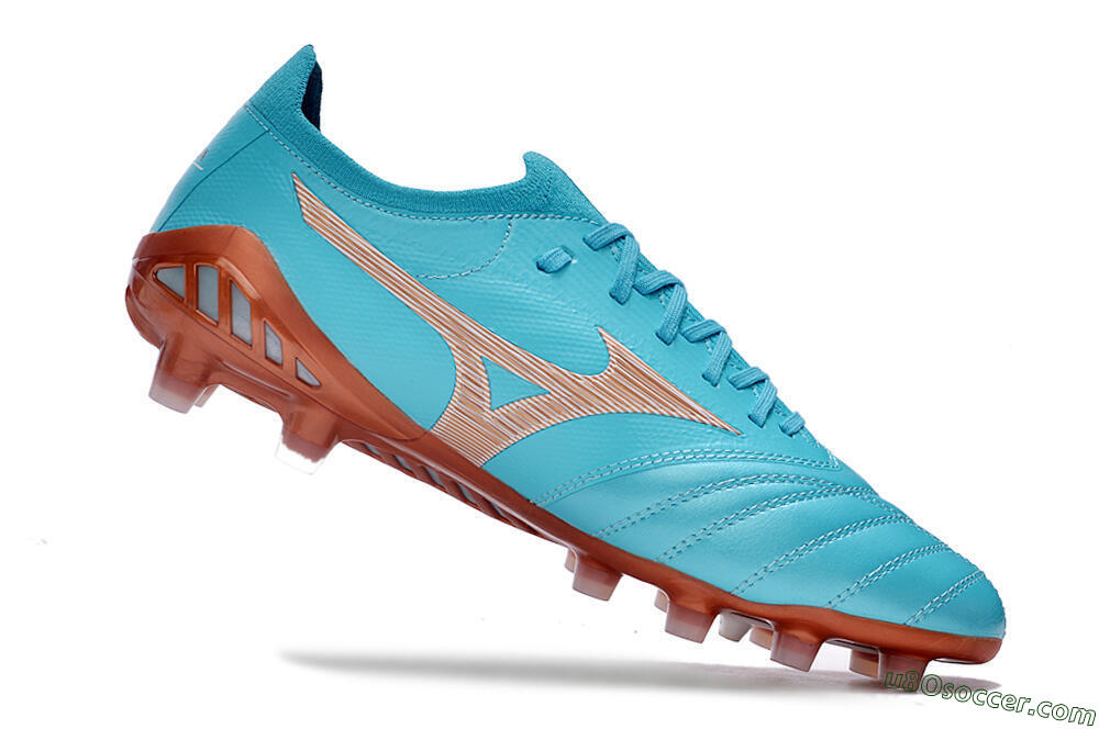 Mizuno Morelia Neo 3 Made in Japan FG Firm Ground Soccer Cleats - Blue/Brown 4