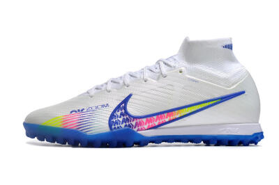Nike Air Zoom Mercurial Superfly 9 Elite TF Artificial Turf Soccer Shoes - White/Blue/Pink
