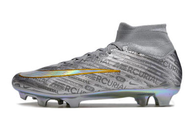 Nike Air Zoom Mercurial Superfly 15 Elite FG Firm Ground Soccer Cleats - Sliver/Gold/Rainbow