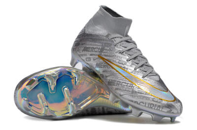 Nike Air Zoom Mercurial Superfly 15 Elite FG Firm Ground Soccer Cleats - Sliver/Gold/Rainbow