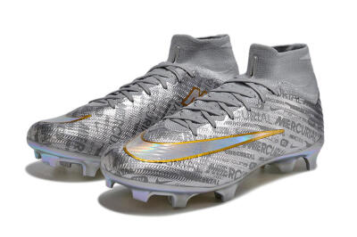 Nike Air Zoom Mercurial Superfly 15 Elite FG Firm Ground Soccer Cleats - Sliver/Gold/Rainbow