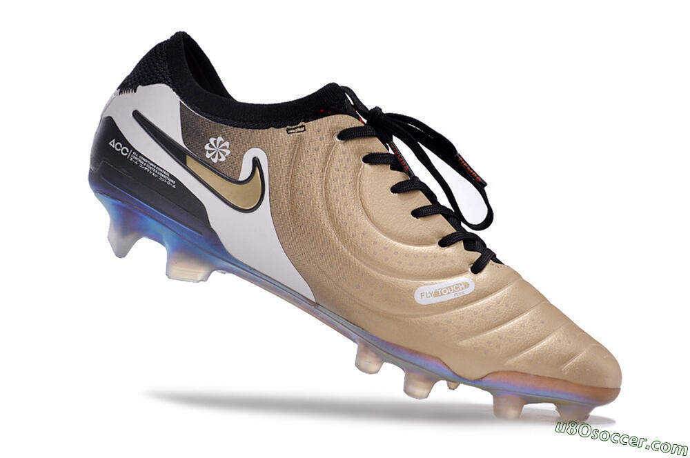 NikeTiempo Legend 10 Elite FG Firm Ground Soccer Cleats - Gold/Black/White 4