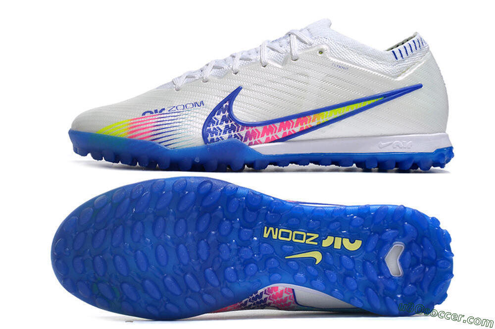 Nike Air Zoom Mercurial Vapor 15 Elite TF Artificial Turf Soccer Shoes - White/Blue/Pink 0