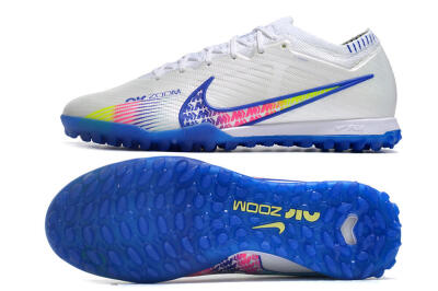 Nike Air Zoom Mercurial Vapor 15 Elite TF Artificial Turf Soccer Shoes - White/Blue/Pink