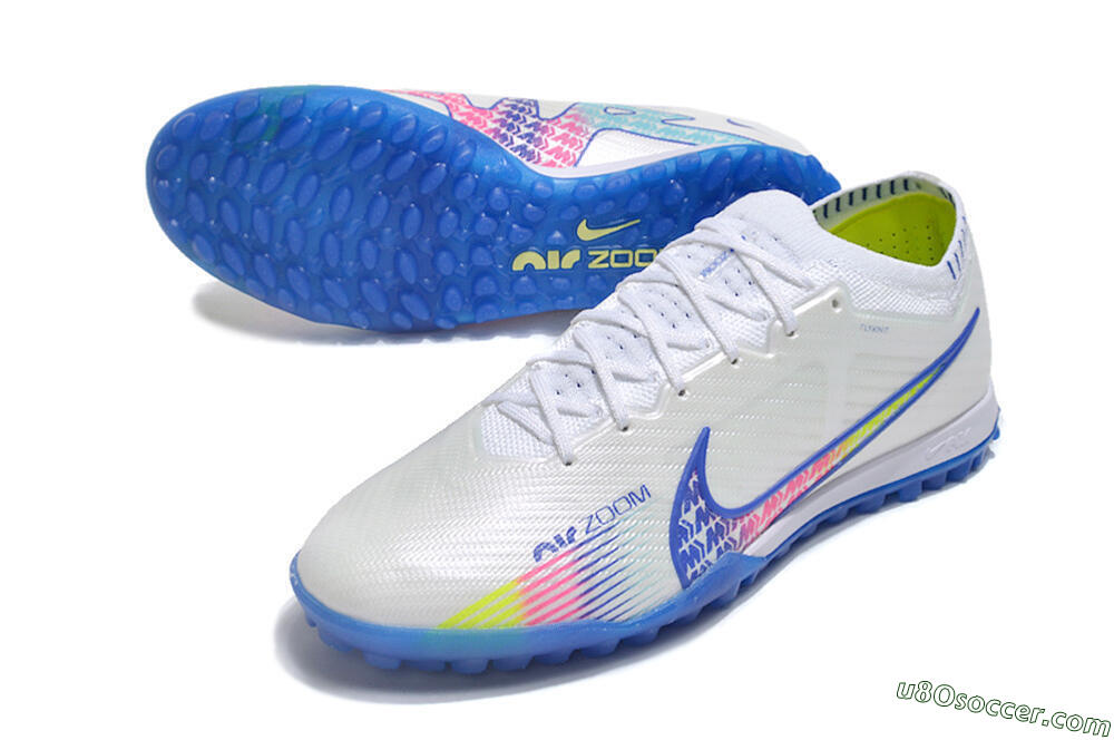 Nike Air Zoom Mercurial Vapor 15 Elite TF Artificial Turf Soccer Shoes - White/Blue/Pink 3