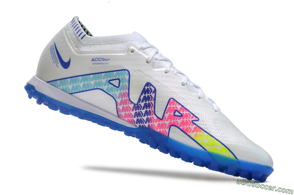 Nike Air Zoom Mercurial Vapor 15 Elite TF Artificial Turf Soccer Shoes - White/Blue/Pink 4