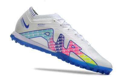 Nike Air Zoom Mercurial Vapor 15 Elite TF Artificial Turf Soccer Shoes - White/Blue/Pink