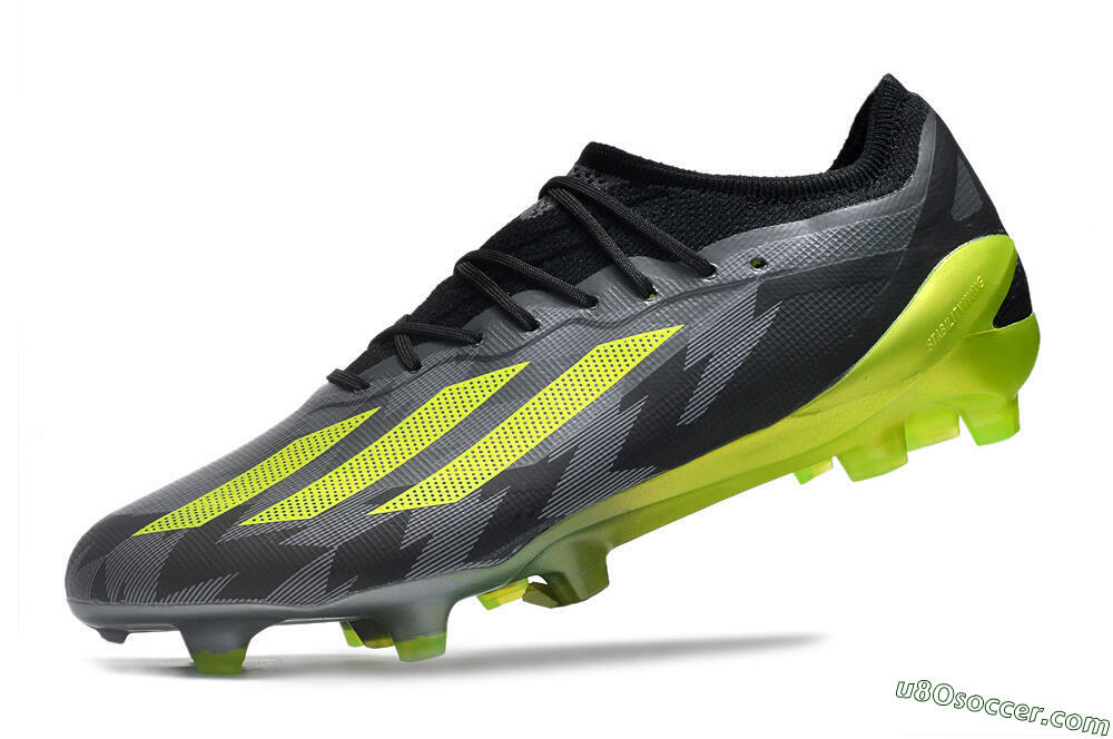 Adidas x Crazyfast.1 FG Firm Ground Soccer Cleats - Black/Green 5