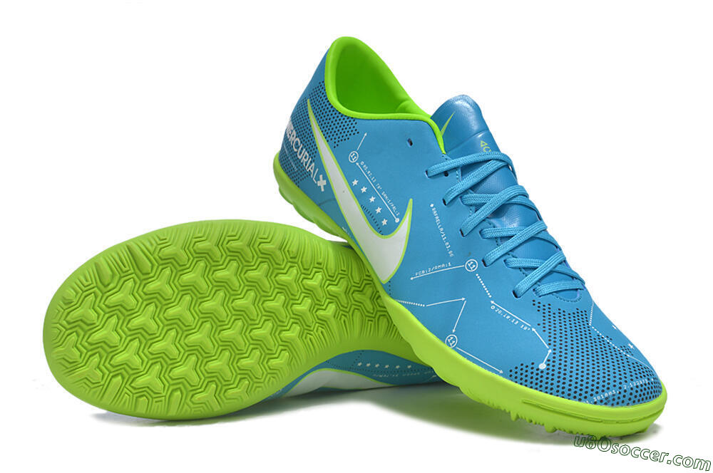 NIke Mercuricalx Victory 6 TF Artificial Turf Soccer Shoes - Blue/Silver/Green 3