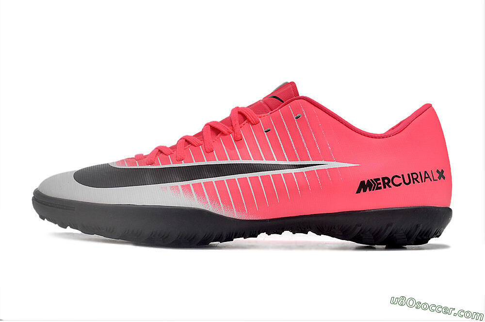 NIke Mercuricalx Victory 6 TF Artificial Turf Soccer Shoes - Pink/Grey/Black 2