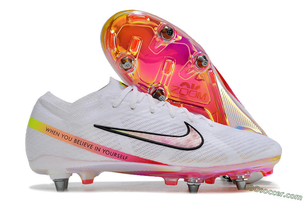 Nike Air Zoom Mercurial Vapor 15 Elite SG Soft Ground Soccer Cleats - White/Pink/Yellow/Black 1