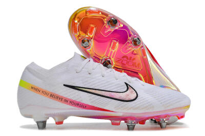 Nike Air Zoom Mercurial Vapor 15 Elite SG Soft Ground Soccer Cleats - White/Pink/Yellow/Black