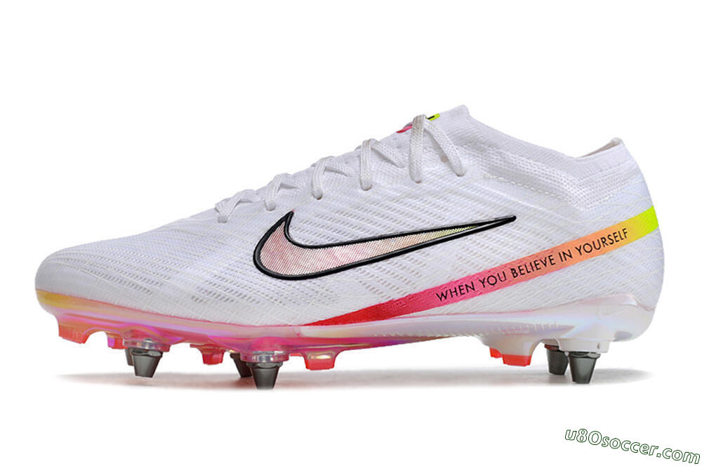 Nike Air Zoom Mercurial Vapor 15 Elite SG Soft Ground Soccer Cleats - White/Pink/Yellow/Black 2