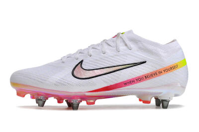 Nike Air Zoom Mercurial Vapor 15 Elite SG Soft Ground Soccer Cleats - White/Pink/Yellow/Black