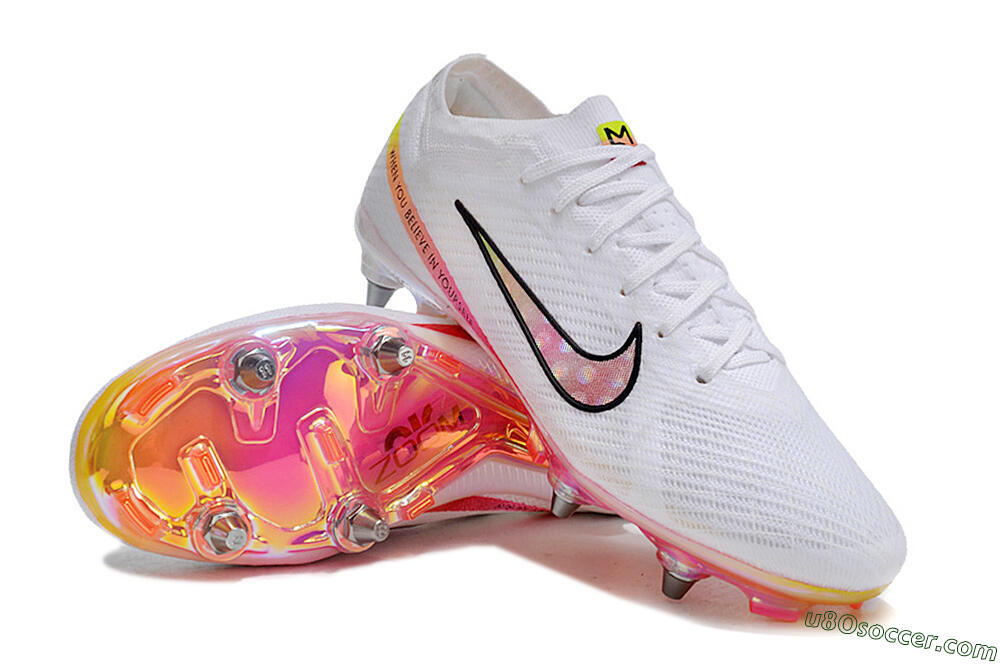 Nike Air Zoom Mercurial Vapor 15 Elite SG Soft Ground Soccer Cleats - White/Pink/Yellow/Black 3